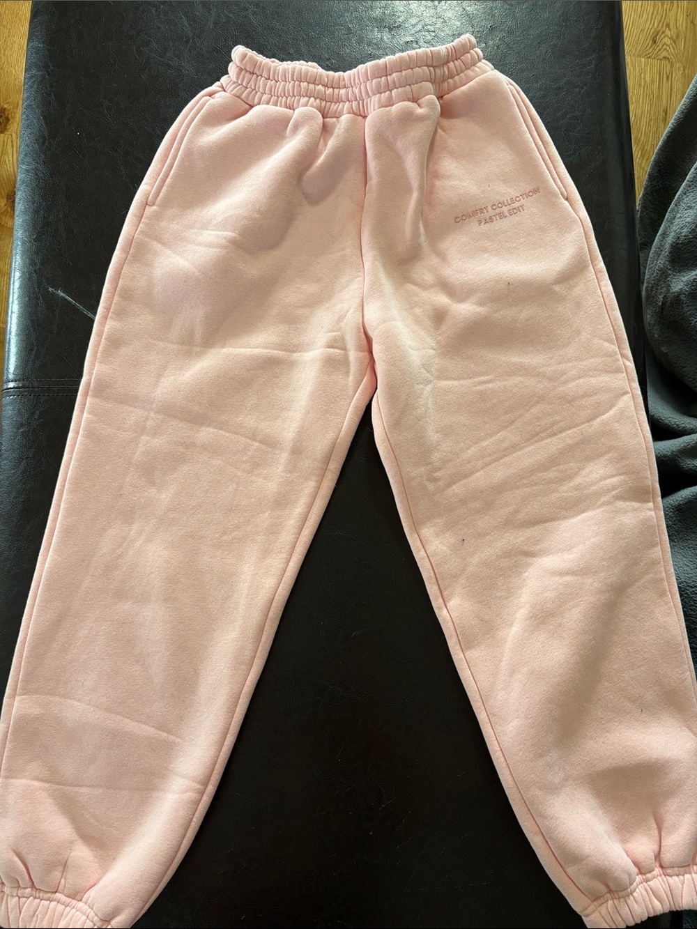 Kids Pastel Pink Fleece Joggers with Elastic Waist